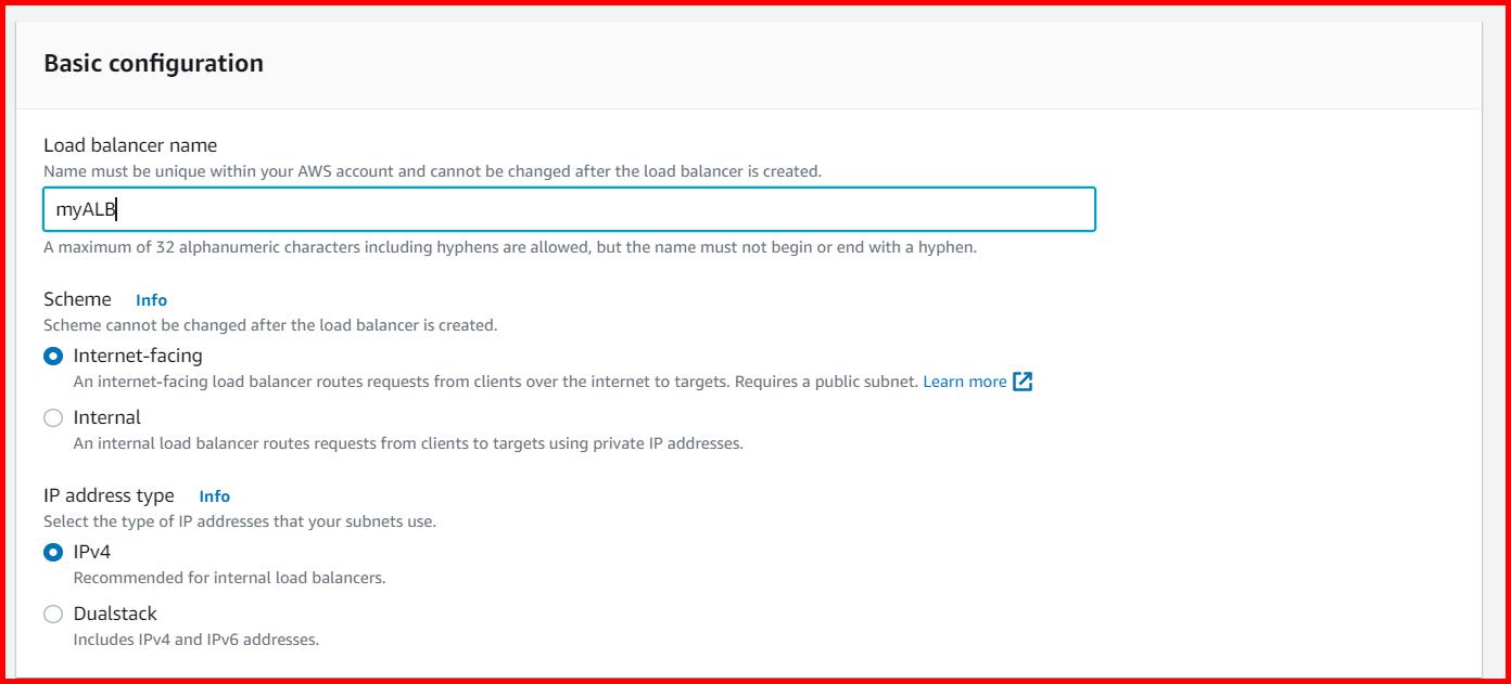 Picture showing entering the load balancer name in aws console